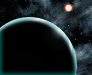 Экзопланета Kepler-421b на фоне своей родительской звезды в представлений художника
